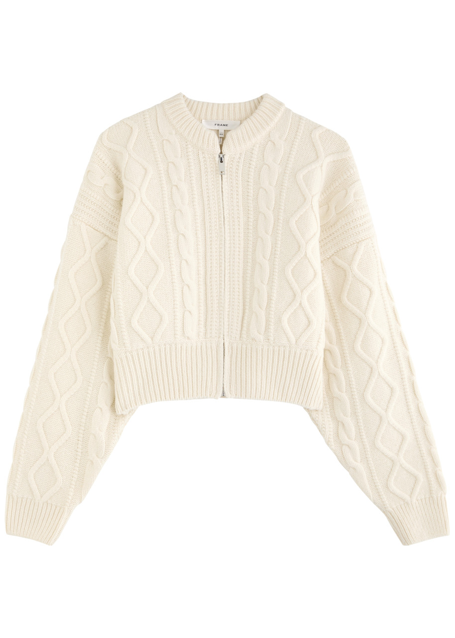 Frame Cable-knit Wool Cardigan – Cream – M M Frame Cable-knit Wool Cardigan – Cream – M M
