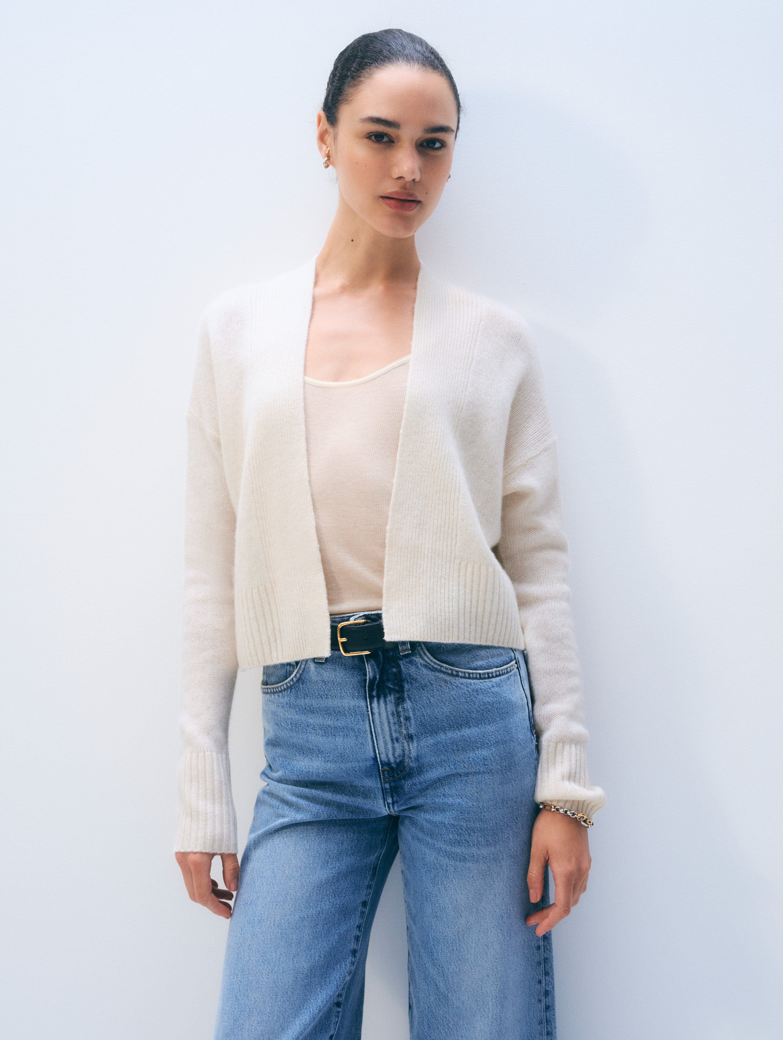 White & Warren Cashmere Open Front Cardigan Sweater in White size Large White & Warren Cashmere Open Front Cardigan Sweater in White size Large