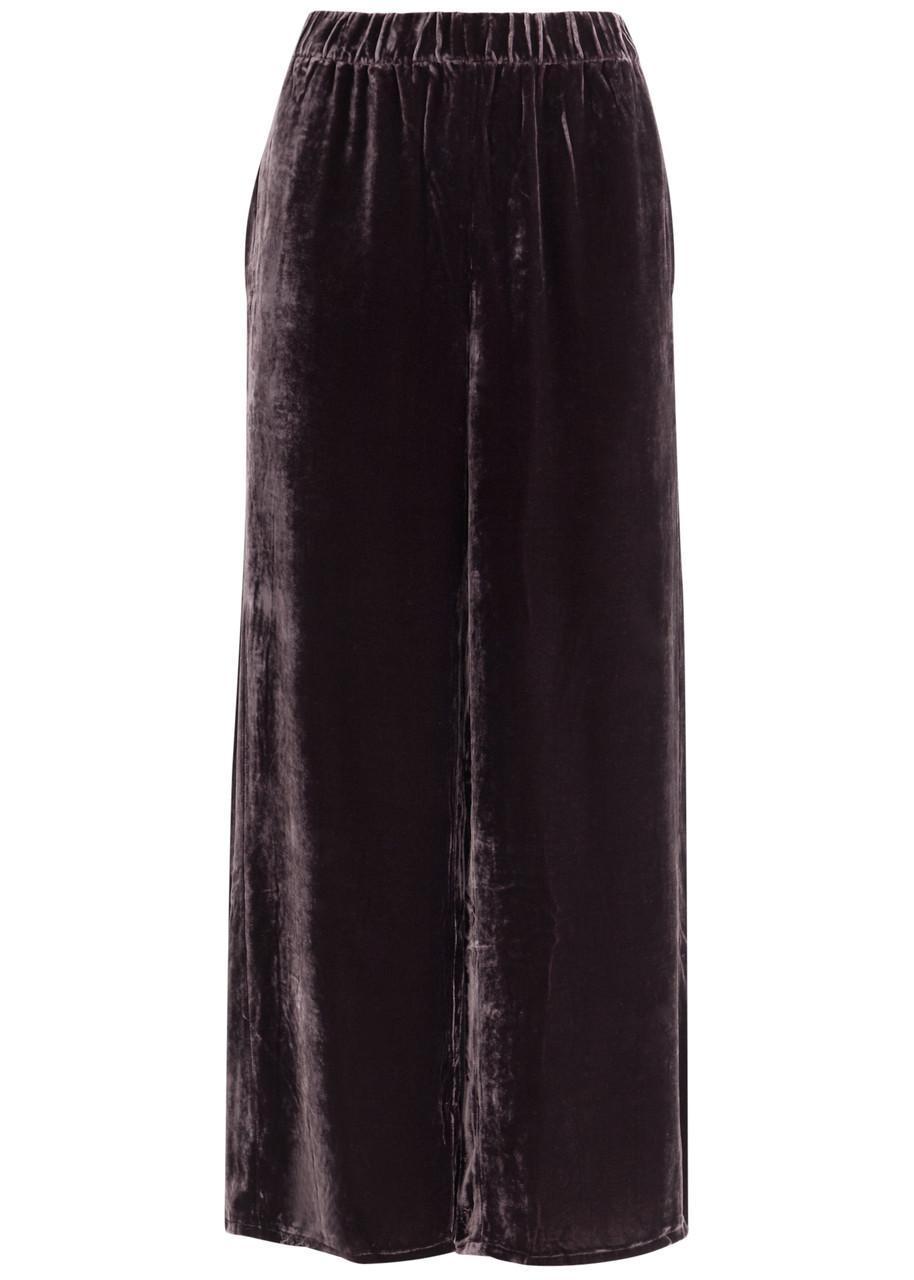 Eileen Fisher Wide-leg Velvet Trousers – Dark Purple – L – Eileen Fisher Wide-leg Velvet Trousers – Dark Purple – L –