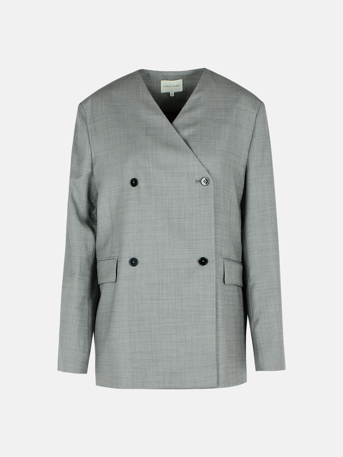 LOULOU DE SAISON ‘Altair’ Grey Virgin Wool Blazer