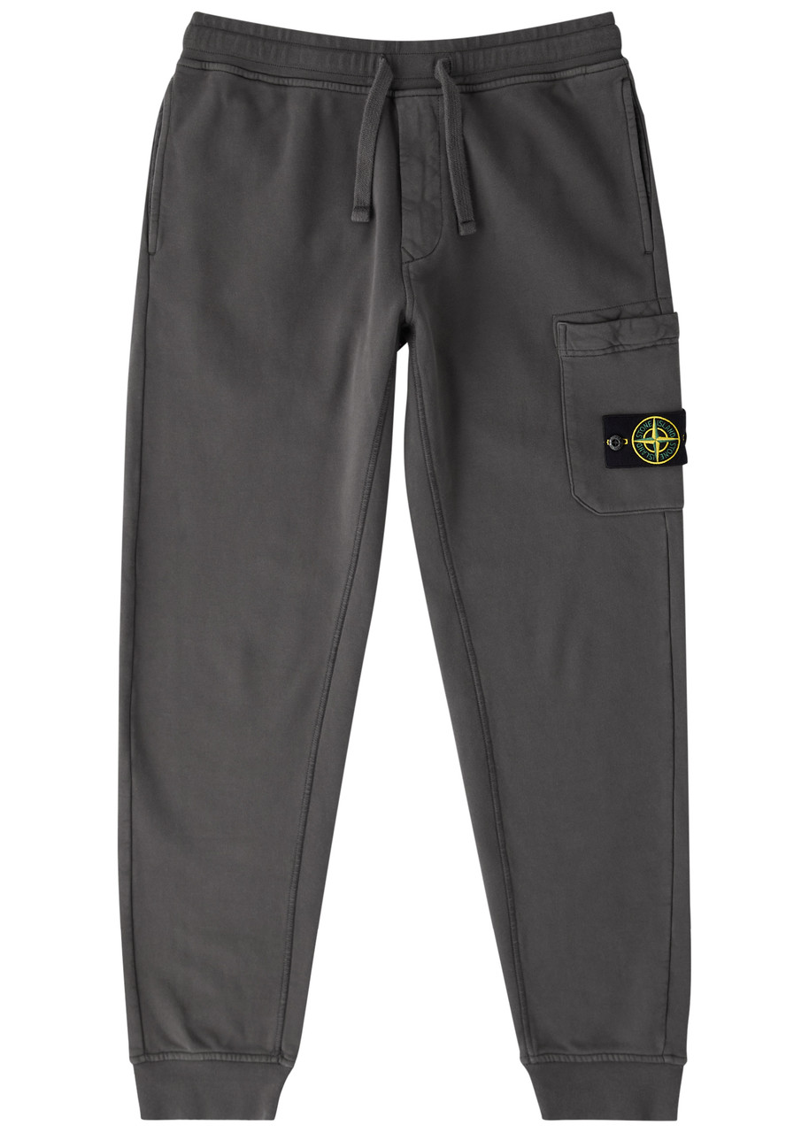 Stone Island Logo Cotton Sweatpants – Charcoal Stone Island Logo Cotton Sweatpants – Charcoal