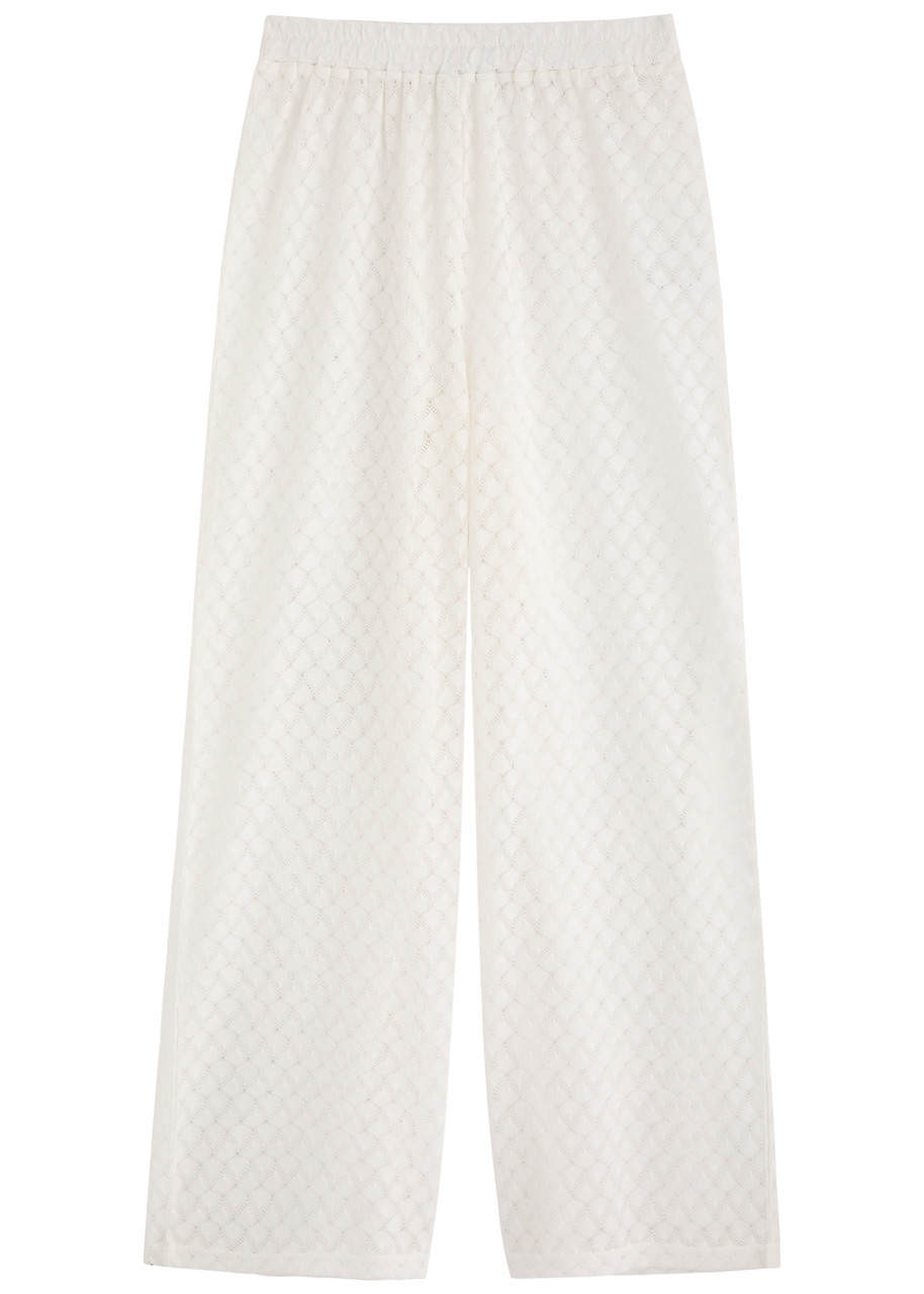 Melissa Odabash Adi Wide-leg Open-knit Trousers – White – S – S Melissa Odabash Adi Wide-leg Open-knit Trousers – White – S – S