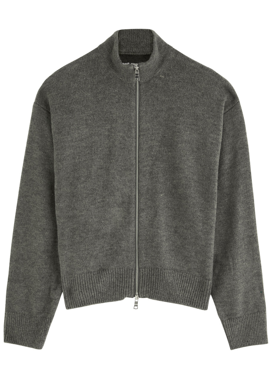Mki Miyuki Zoku Logo-embroidered Knitted Track Jacket – Grey Mki Miyuki Zoku Logo-embroidered Knitted Track Jacket – Grey