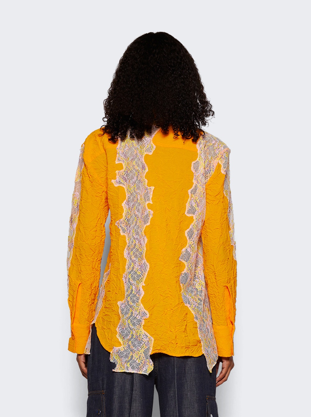 Crimped Lace Shirt Orange Crimped Lace Shirt Orange