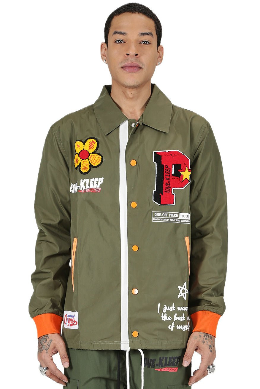 BELMONT Men’s premium nylon long sleeve coach jacket with multi patches BELMONT Men’s premium nylon long sleeve coach jacket with multi patches