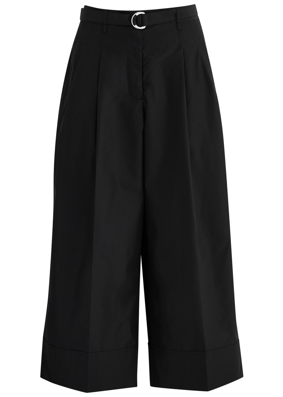 . Phillip Lim Belted Wide-leg Cotton-blend Trousers – Black – S . Phillip Lim Belted Wide-leg Cotton-blend Trousers – Black – S