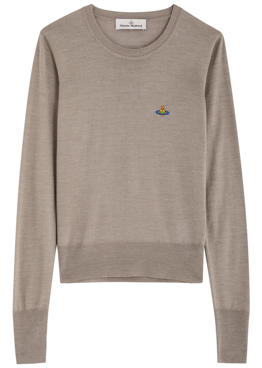 Vivienne Westwood Bea Logo Wool-blend Jumper – Sand – L L Vivienne Westwood Bea Logo Wool-blend Jumper – Sand – L L