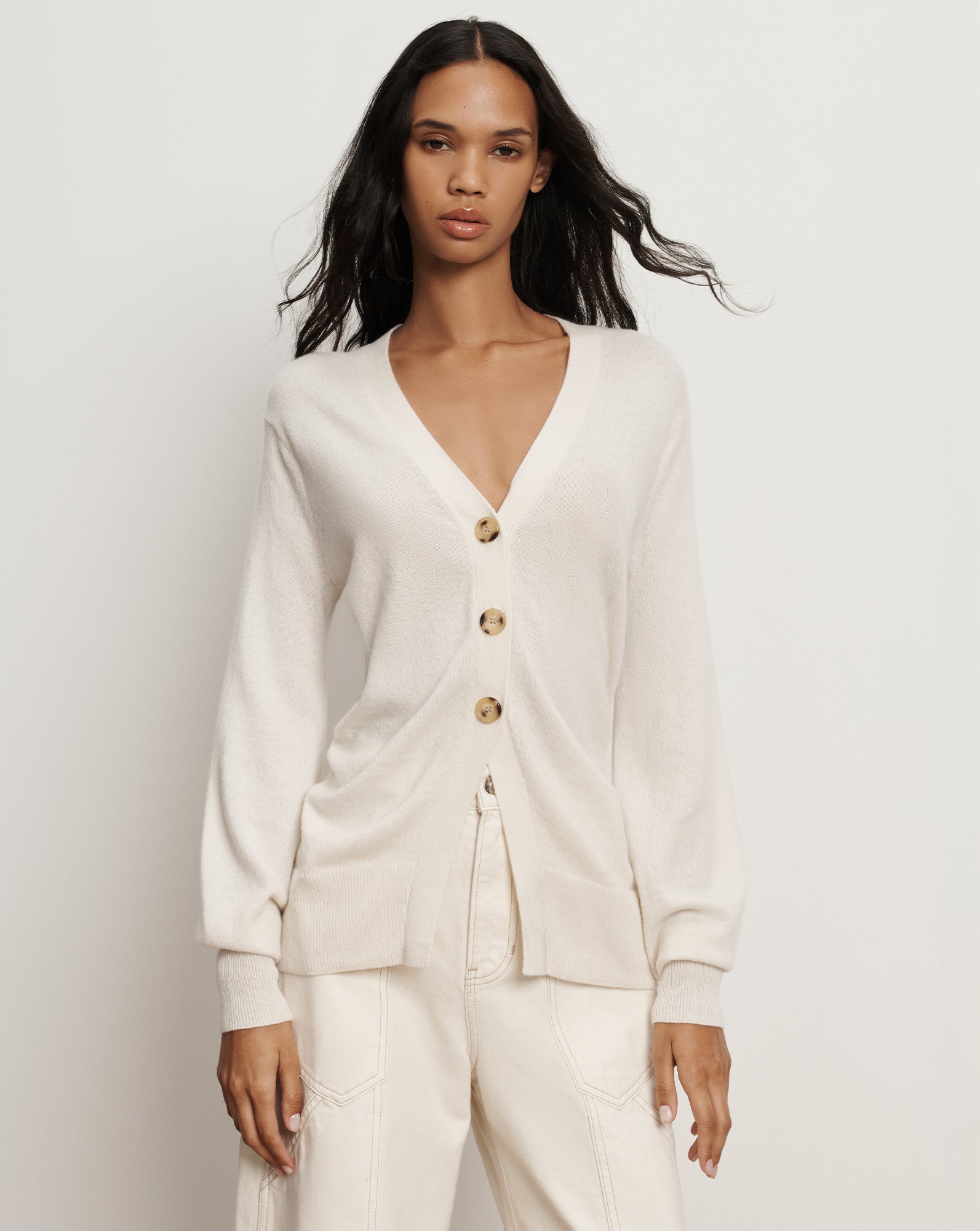 Veronica Beard Lamotte Cashmere Cardigan Ivory