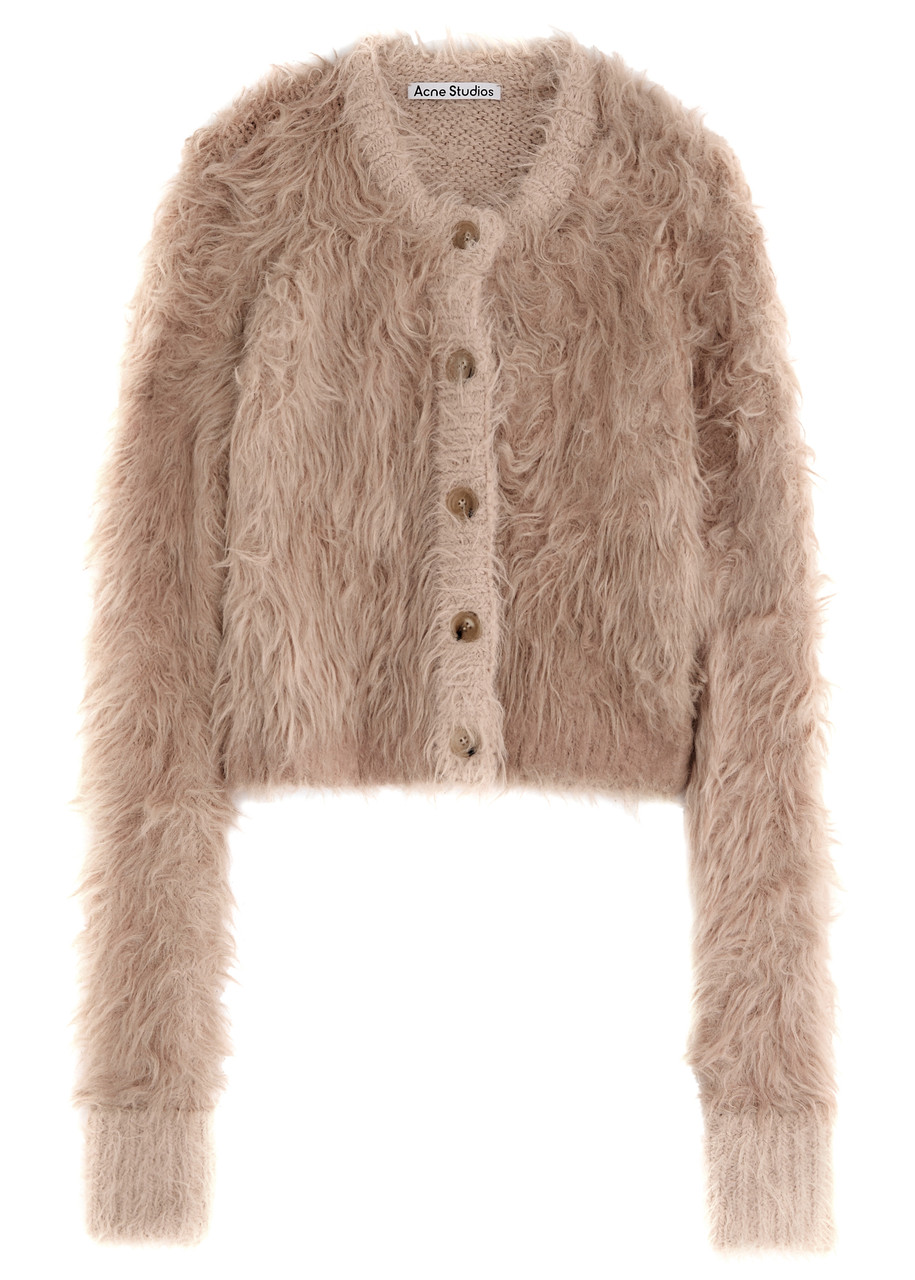 Acne Studios Kradi Textured Knitted Cardigan – Beige