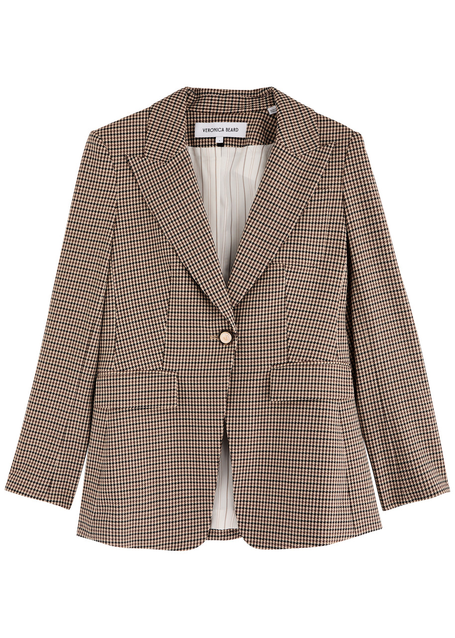 Veronica Beard Livy Dickey Checked Wool-blend Blazer – Brown – M