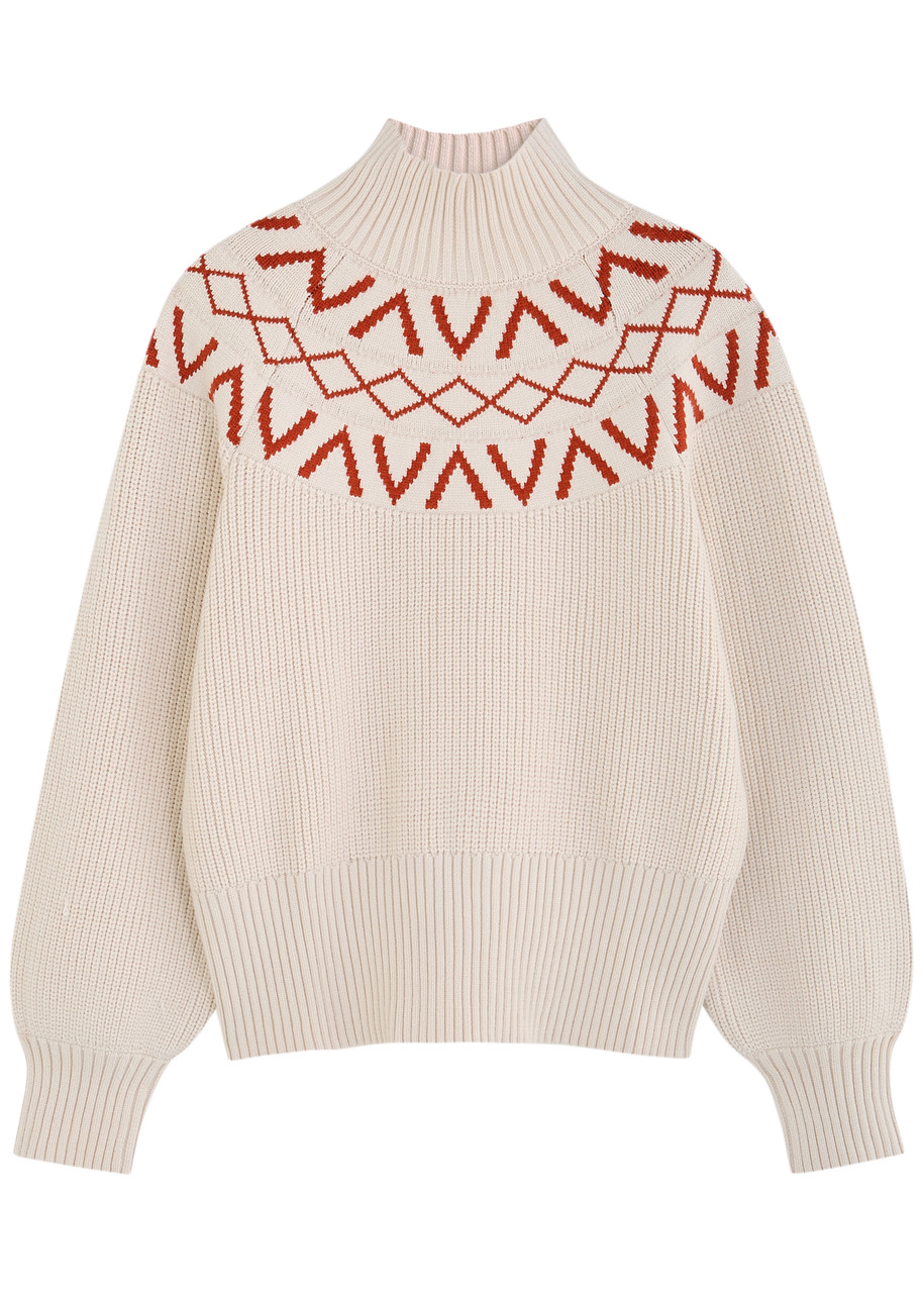 Varley Marcie Fair-isle Knitted Jumper – Cream – L L