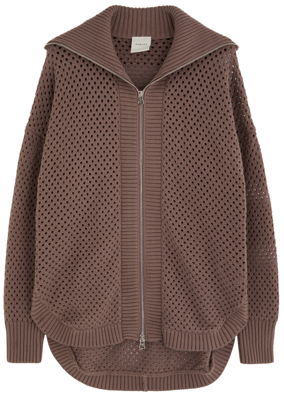 Varley Finn Open-knit Cotton Jacket – Brown