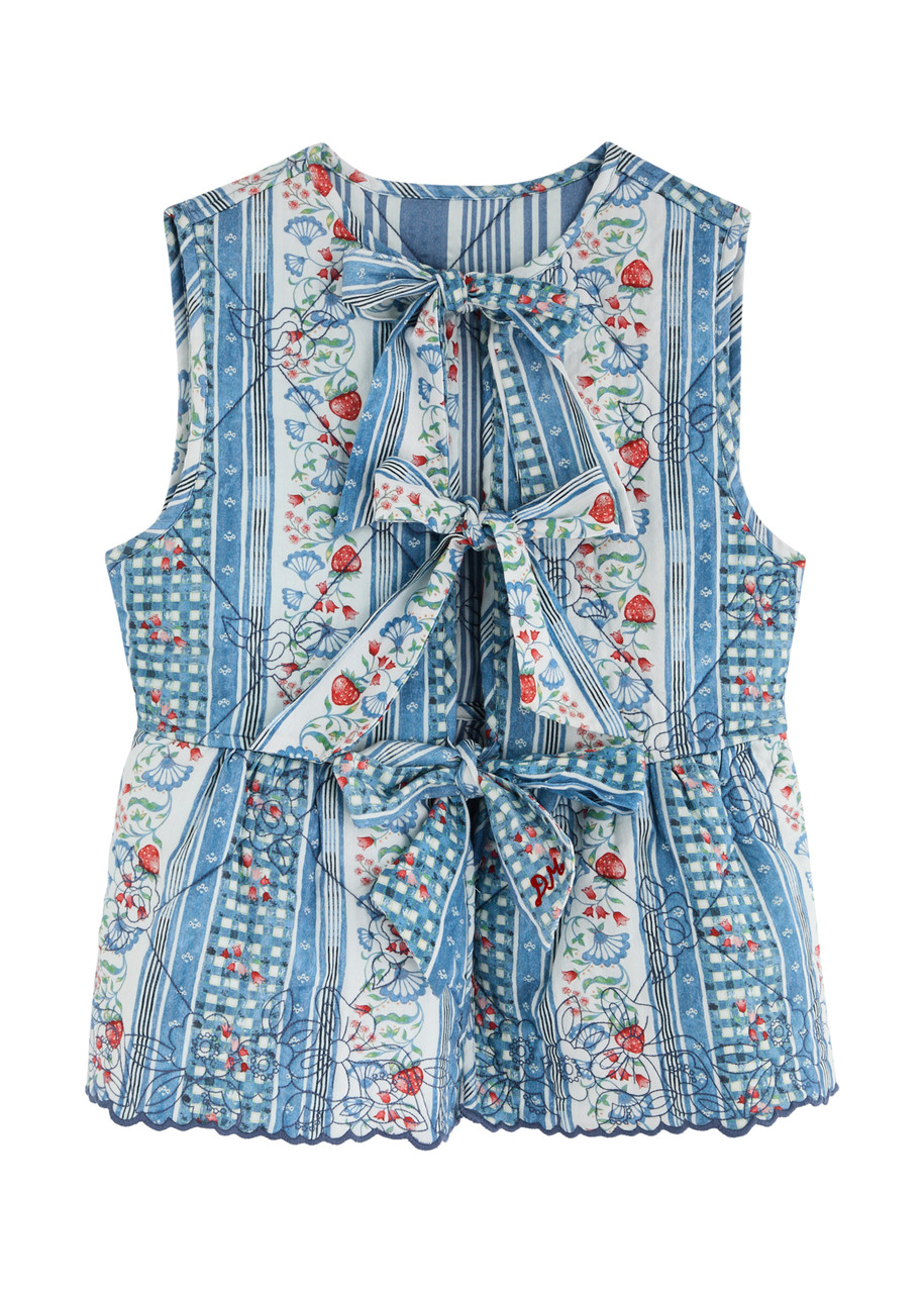 Damson Madder Catrin Reversible Floral-print Cotton Gilet – Blue – Damson Madder Catrin Reversible Floral-print Cotton Gilet – Blue –