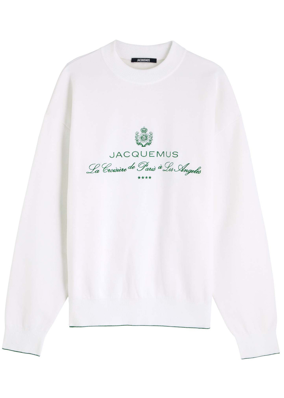 Jacquemus La Maille Venice Cotton-blend Jumper – White Jacquemus La Maille Venice Cotton-blend Jumper – White