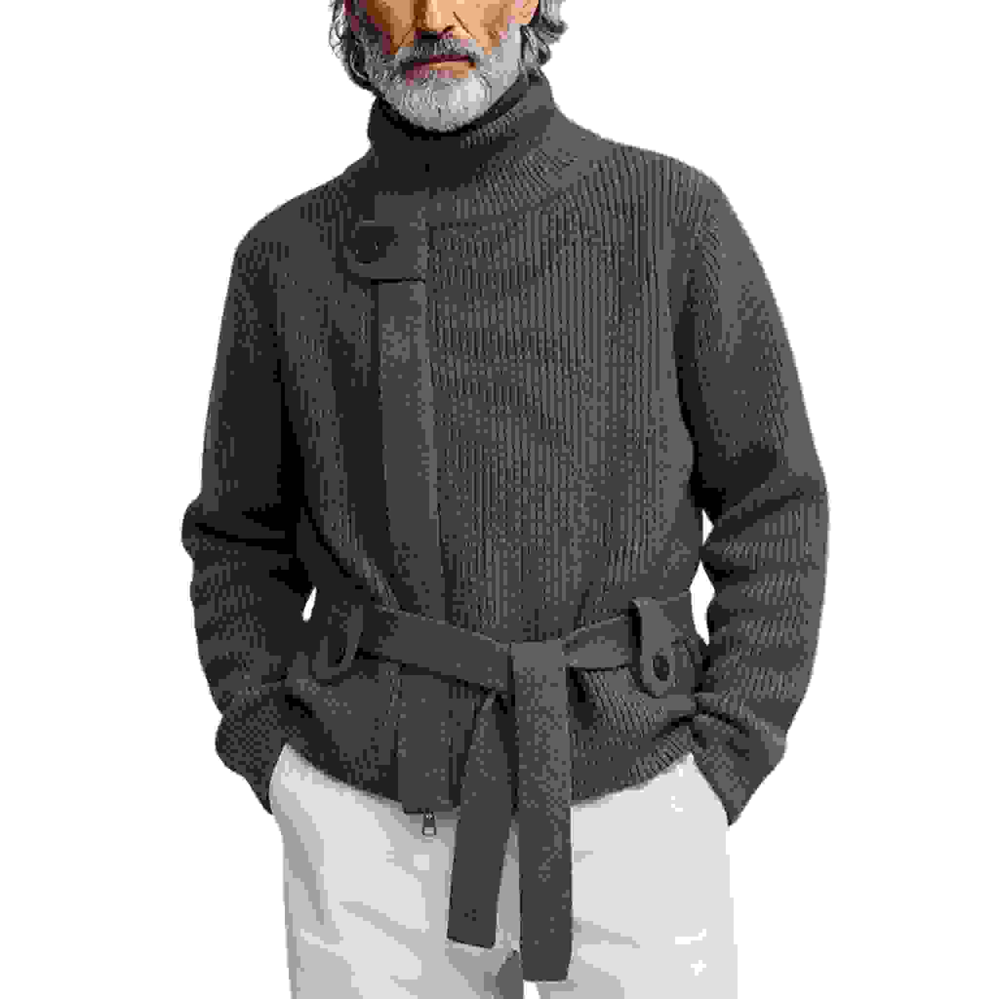 Men’s Classic Casual Stand-up Collar Zip-up Knit Cardigan belt Included MTAKK Men’s Classic Casual Stand-up Collar Zip-up Knit Cardigan belt Included MTAKK
