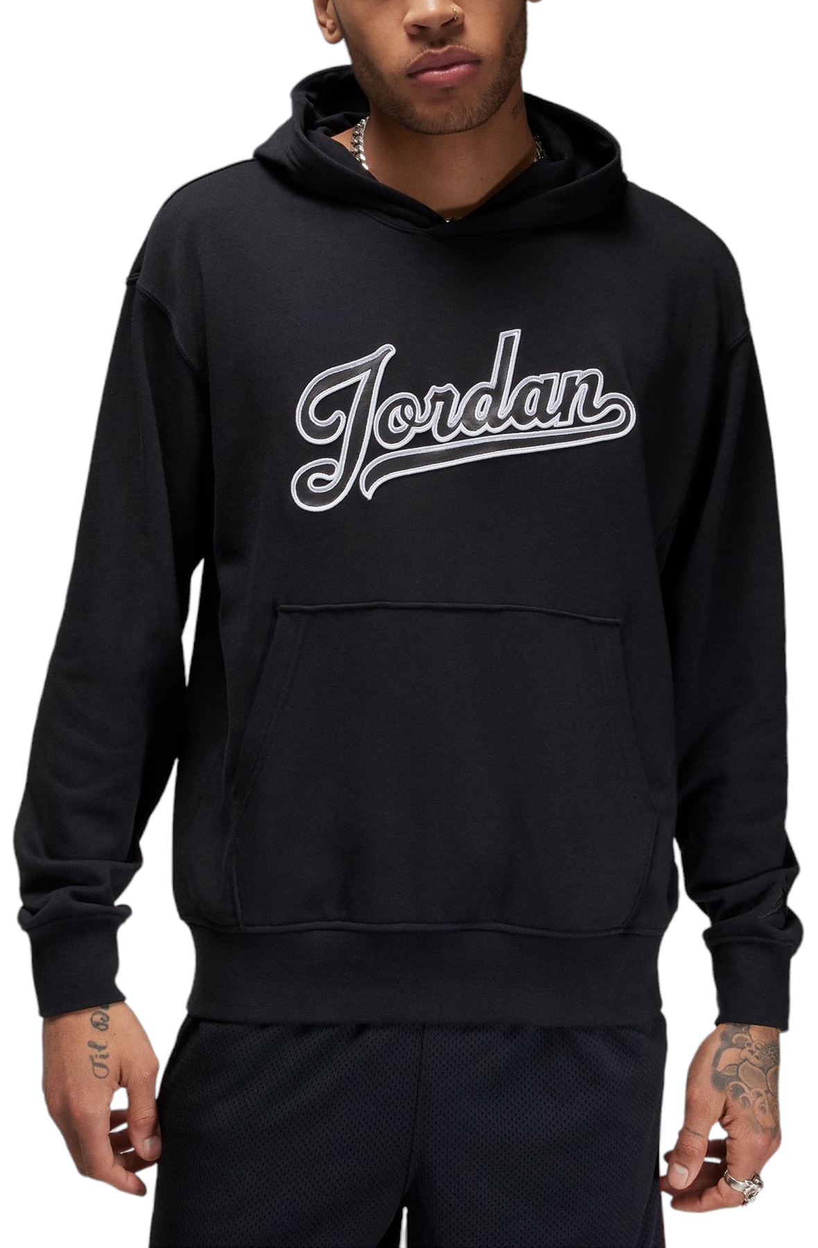 Men Flight MVP Fleece Pullover Hoodie Black Sweatshirts Black