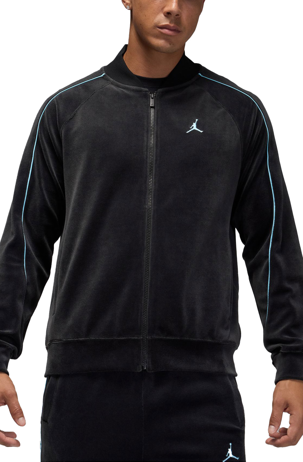Men Brooklyn Velour Track Jacket BlackBlue Chill Jacket S BlackBlue Chill