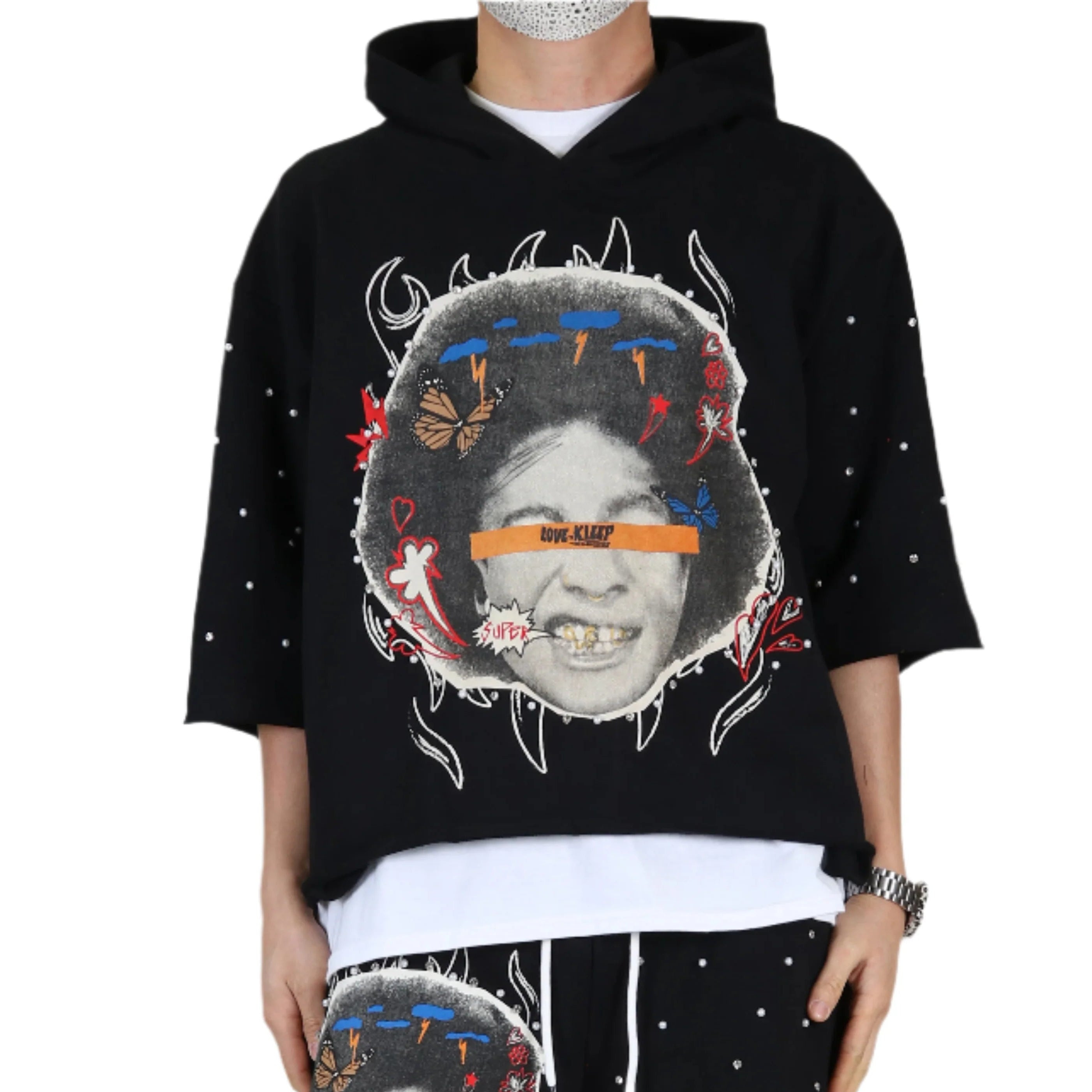 PROCO French Terry Sleeve Crop Top Pullover Hoodie PROCO French Terry Sleeve Crop Top Pullover Hoodie