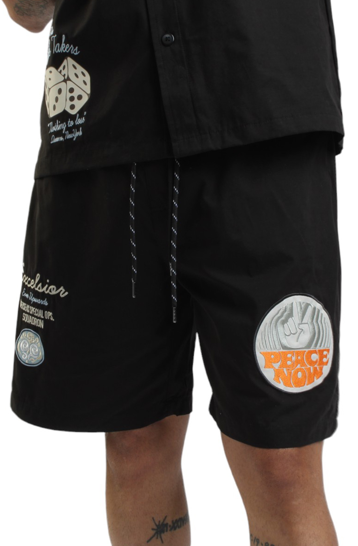 Men Military Windbreaker Short Black Shorts Black Men Military Windbreaker Short Black Shorts Black