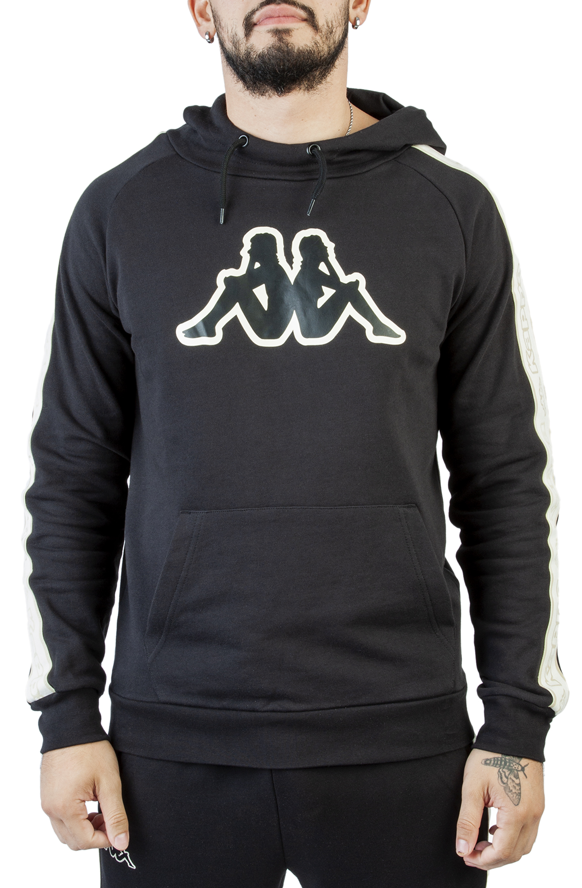 Men Logo Tape Apet Hoodie Black-Beige-Black Smoke Sweatshirts Black-Beige