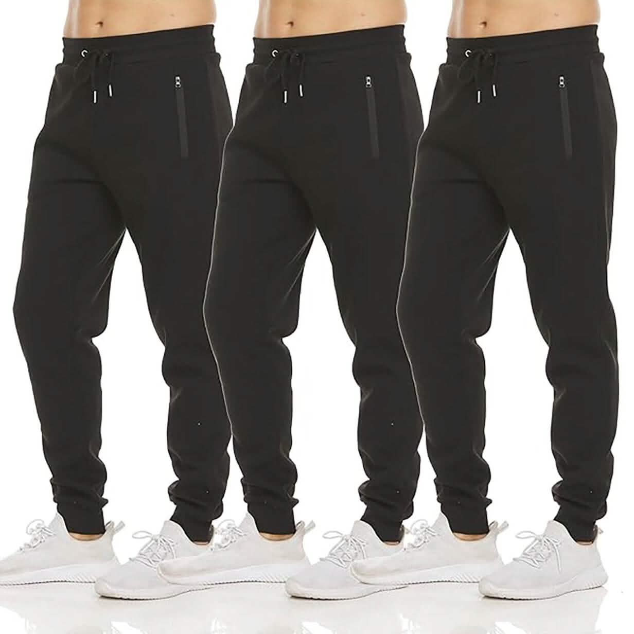-Pack: Men’s Fleece Active Jogger Pants with Zipper Pockets -Pack: Men’s Fleece Active Jogger Pants with Zipper Pockets