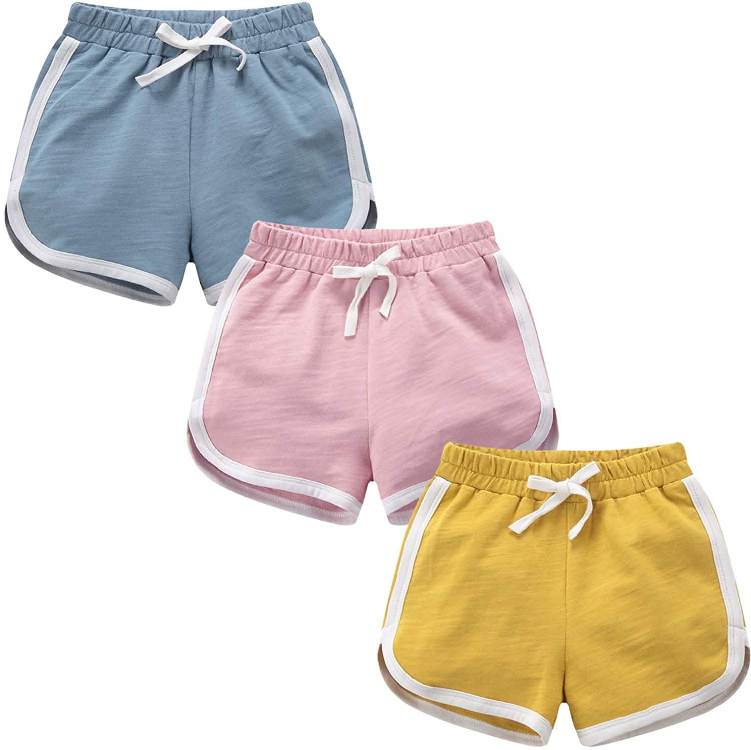 -Pack: Running Athletic Cotton Shorts – YellowBluePink T -Pack: Running Athletic Cotton Shorts – YellowBluePink T