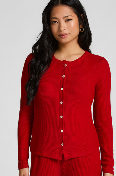 Hunkemöller Cardigan Ribbed Jersey Red Hunkemöller Cardigan Ribbed Jersey Red