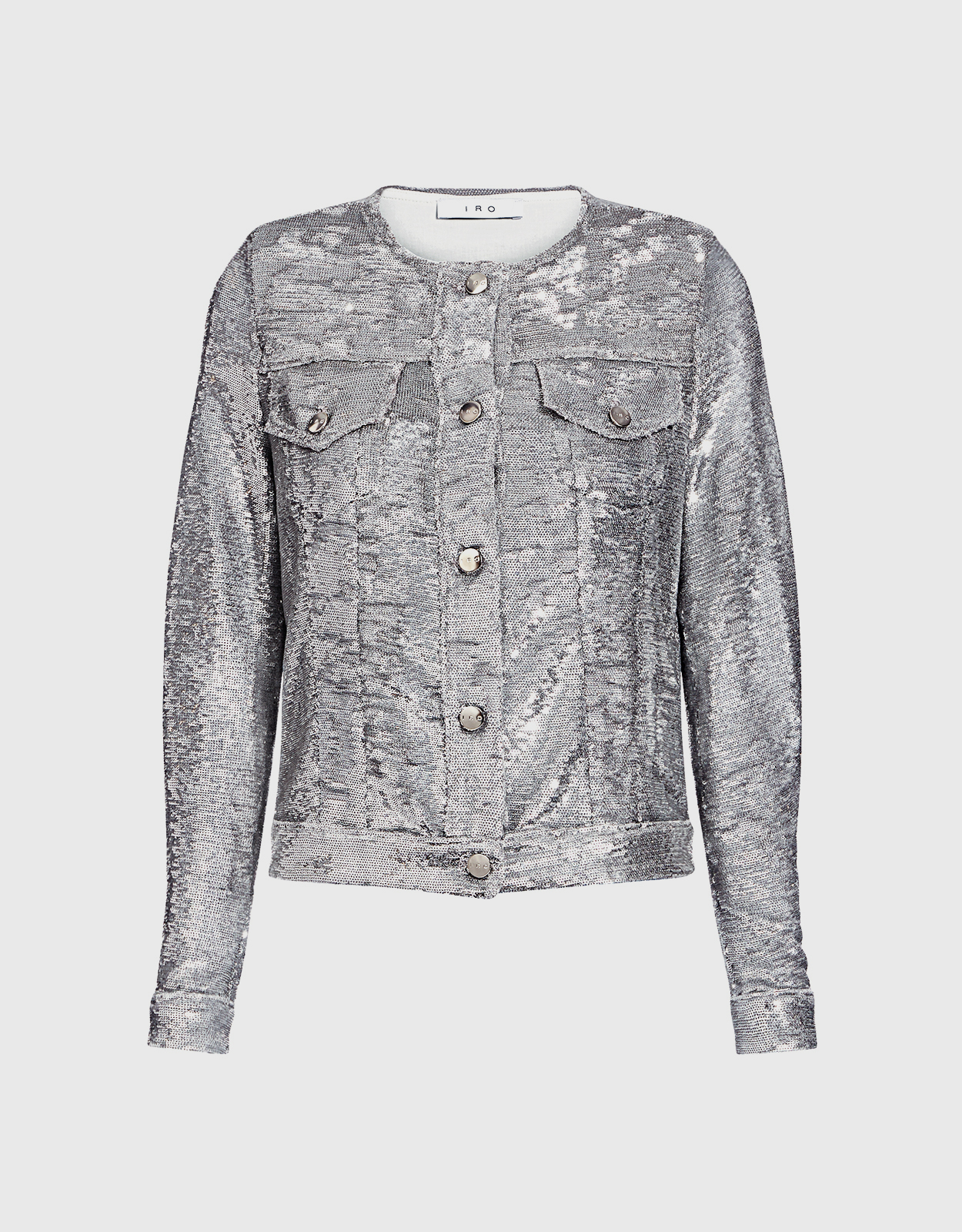 IRO Dalome Metallic Sequined Collarless Jacket – FR IRO Dalome Metallic Sequined Collarless Jacket – FR