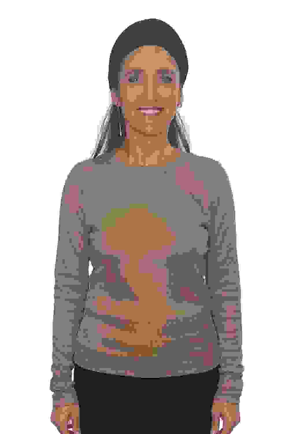 Long Sleeve Ribbed Shell Top in Cotton Spandex