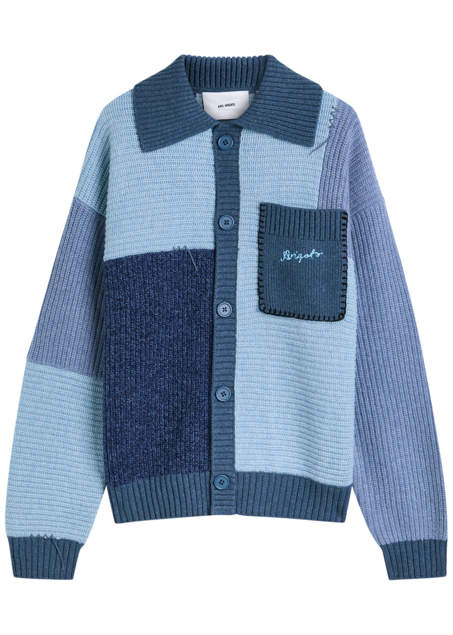 Axel Arigato Franco Colour-block Wool-blend Cardigan – Blue Axel Arigato Franco Colour-block Wool-blend Cardigan – Blue