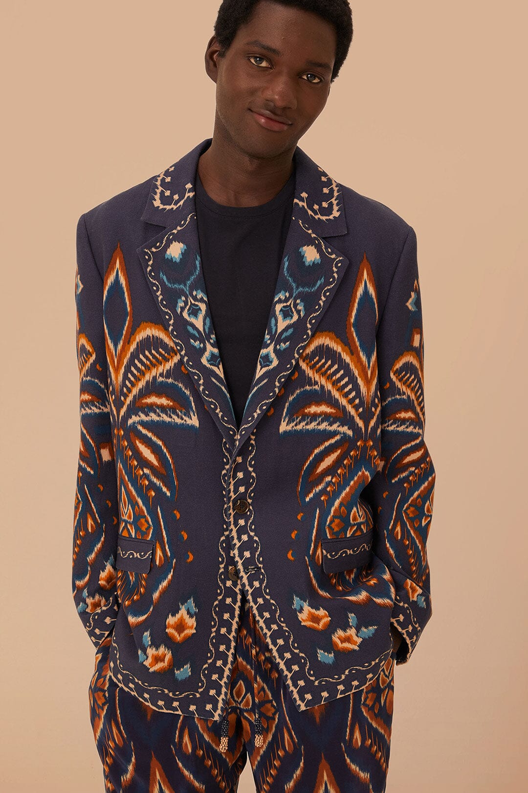 Blue Pineapple Ikat Blazer, PINEAPPLE IKAT BLUE Blue Pineapple Ikat Blazer, PINEAPPLE IKAT BLUE