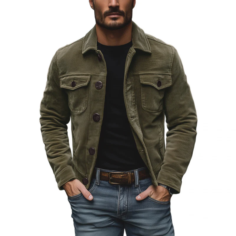 Men’s Vintage Solid Color Corduroy Lapel Single Breasted Chest Pocket Cargo Jacket MTAGM Men’s Vintage Solid Color Corduroy Lapel Single Breasted Chest Pocket Cargo Jacket MTAGM