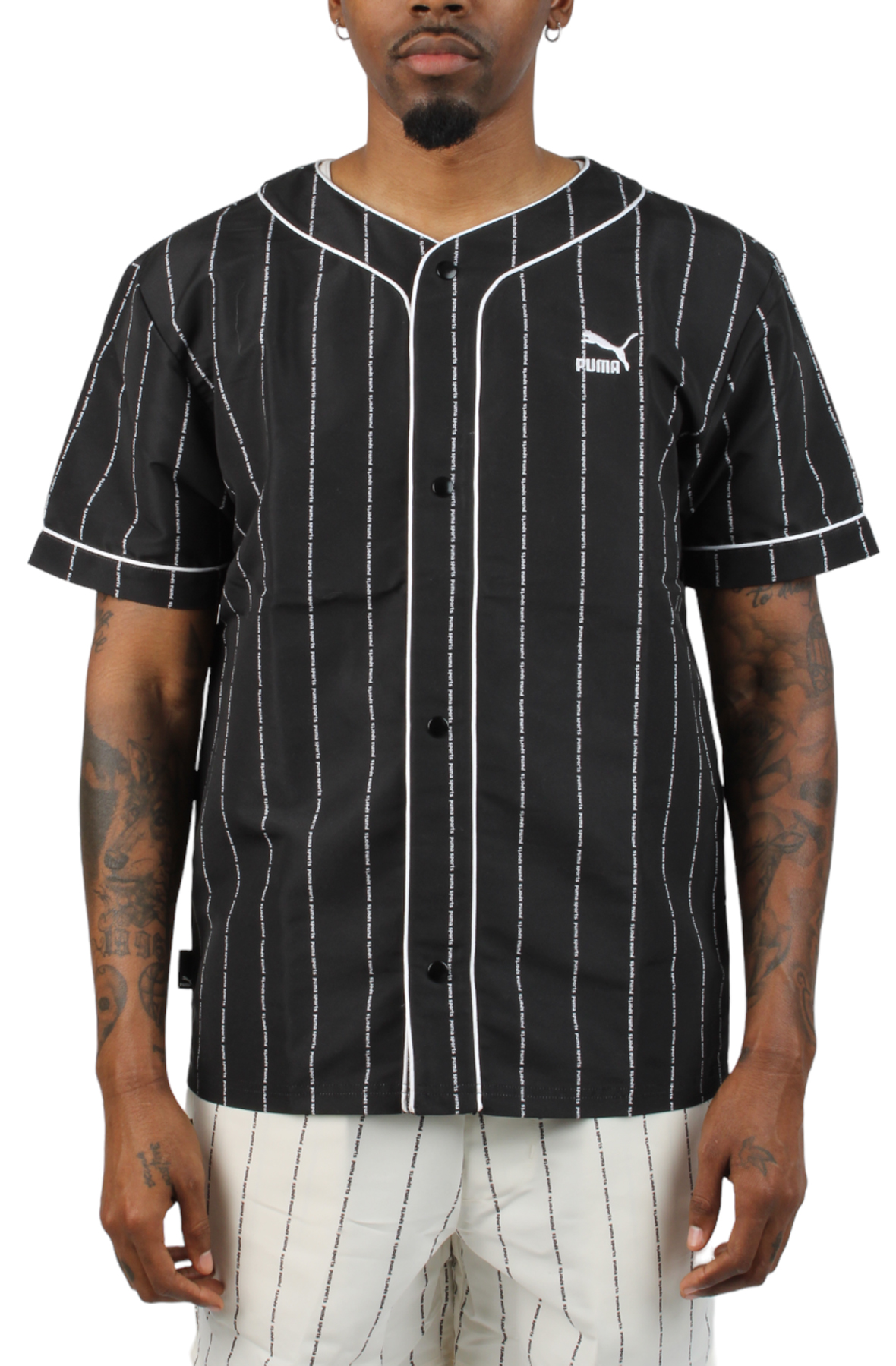 Men PUMA TEAM BASEBALL SHIRT Black Jerseys M Black Men PUMA TEAM BASEBALL SHIRT Black Jerseys M Black