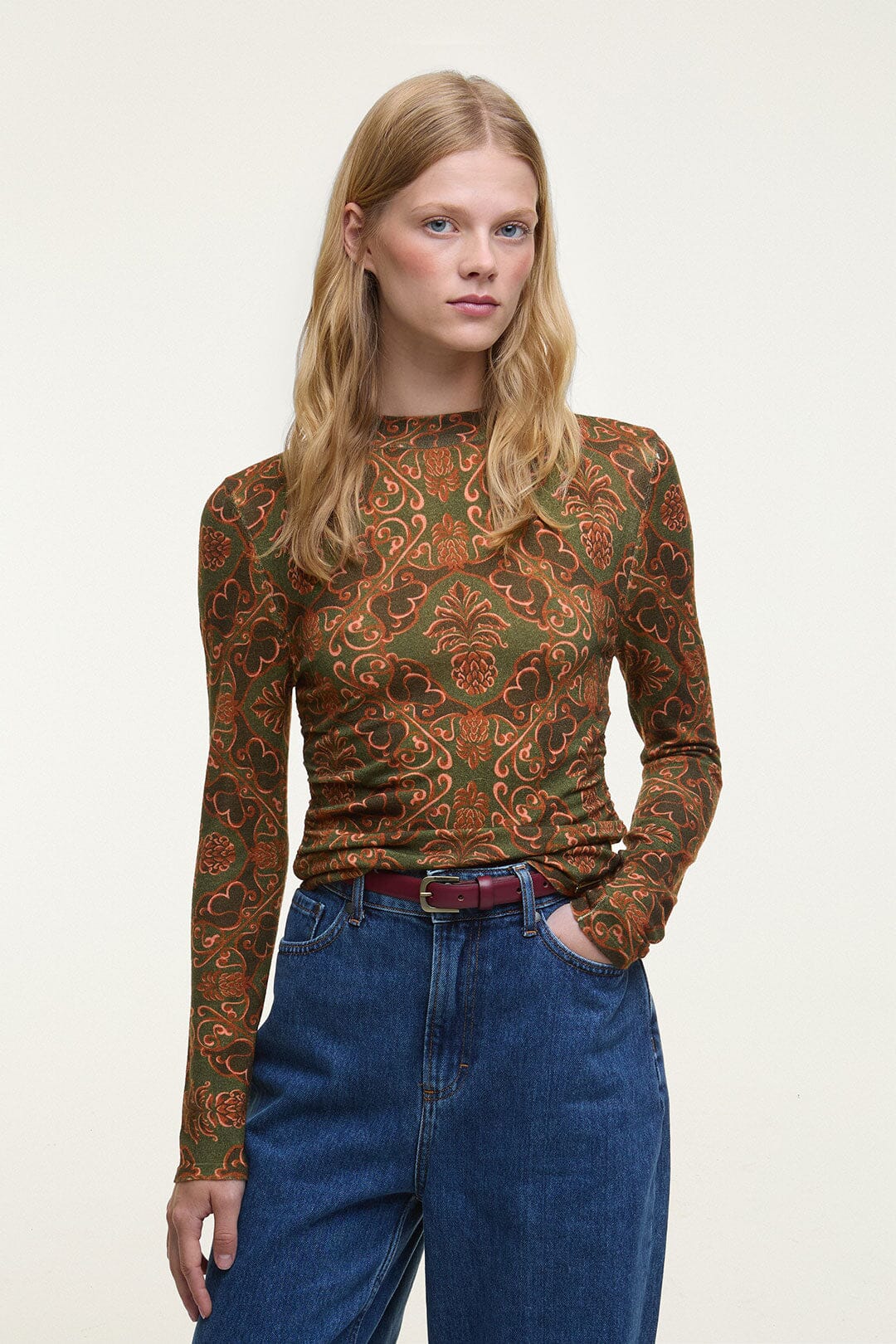 Luana Long-Sleeve Knitted Top, ROYAL PINEAPLE GREEN Luana Long-Sleeve Knitted Top, ROYAL PINEAPLE GREEN