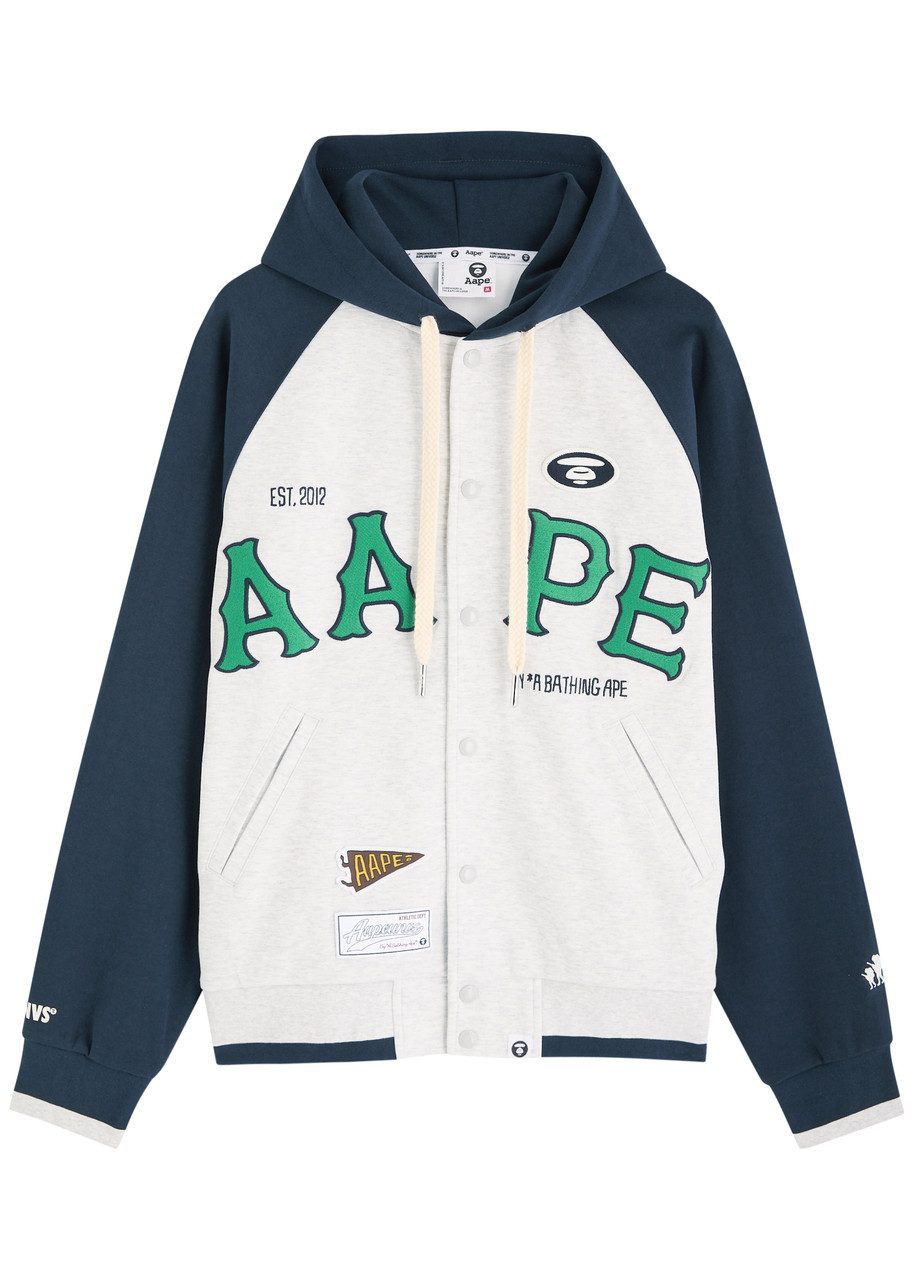 Aape College Colour-block Hooded Sweatshirt – Blue Aape College Colour-block Hooded Sweatshirt – Blue