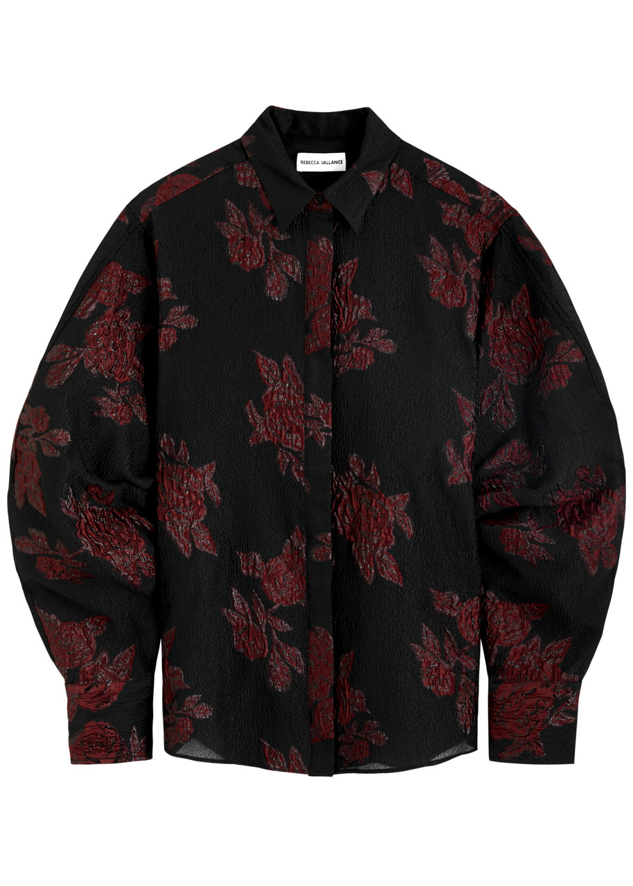 Rebecca Vallance Florentina Floral-jacquard Cloqu Shirt – Black Red – L Rebecca Vallance Florentina Floral-jacquard Cloqu Shirt – Black Red – L