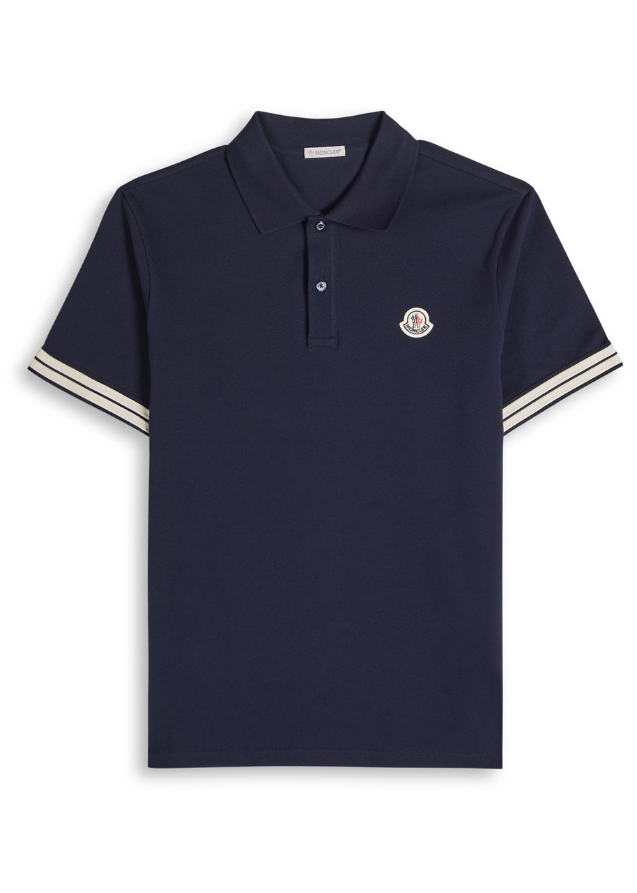 Moncler Piqu Cotton Polo Shirt – Navy Moncler Piqu Cotton Polo Shirt – Navy