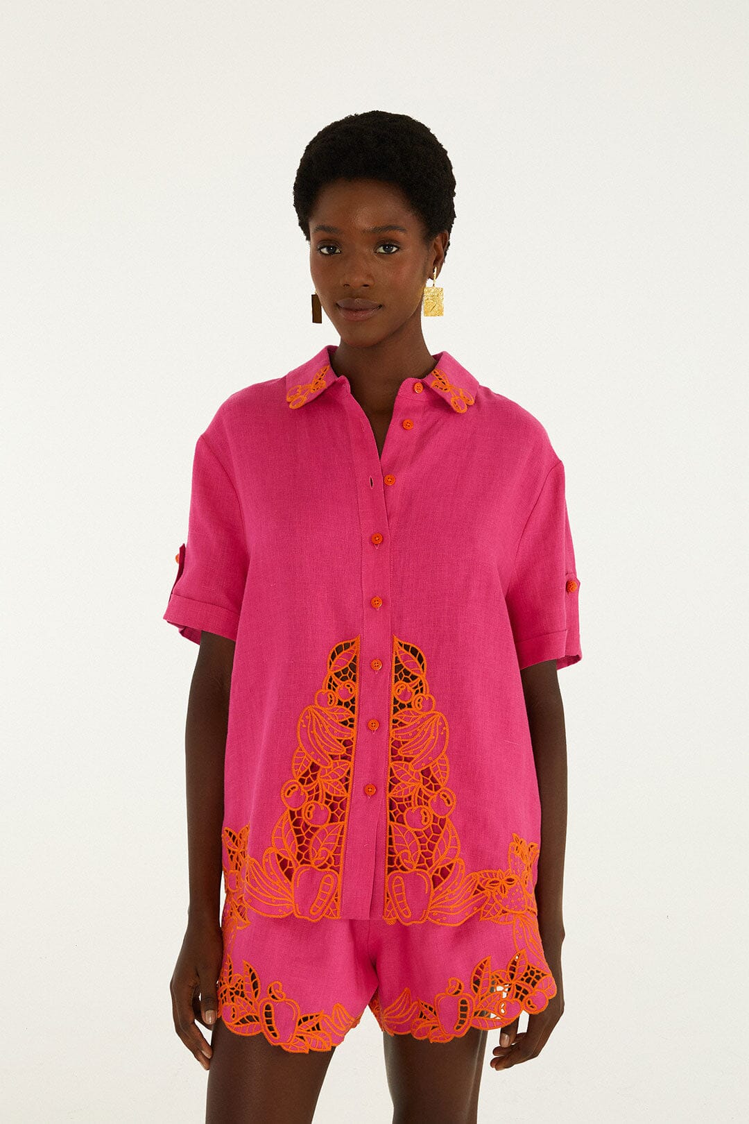 Pink Fruit Richelieu Artisanal Euroflax Premium Linen Shirt, PINK