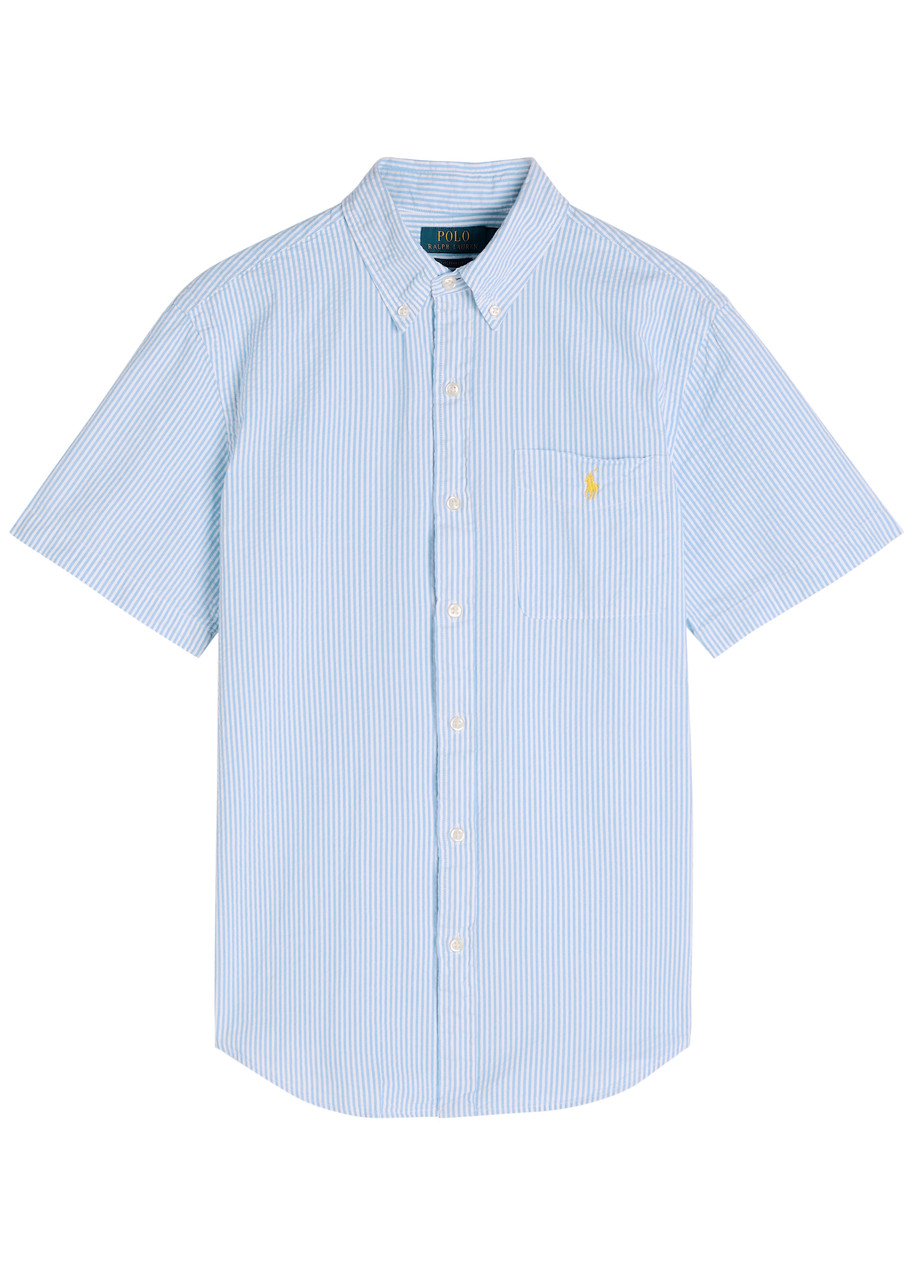 Polo Ralph Lauren Striped Seersucker Cotton Shirt – White And Blue Polo Ralph Lauren Striped Seersucker Cotton Shirt – White And Blue