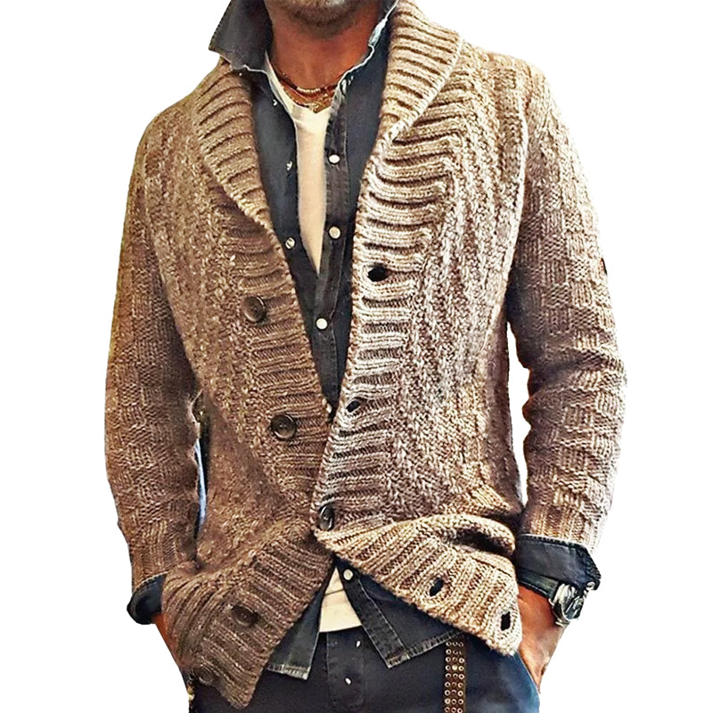 MEN’S VINTAGE LAPEL KNIT CARDIGAN JACKET X