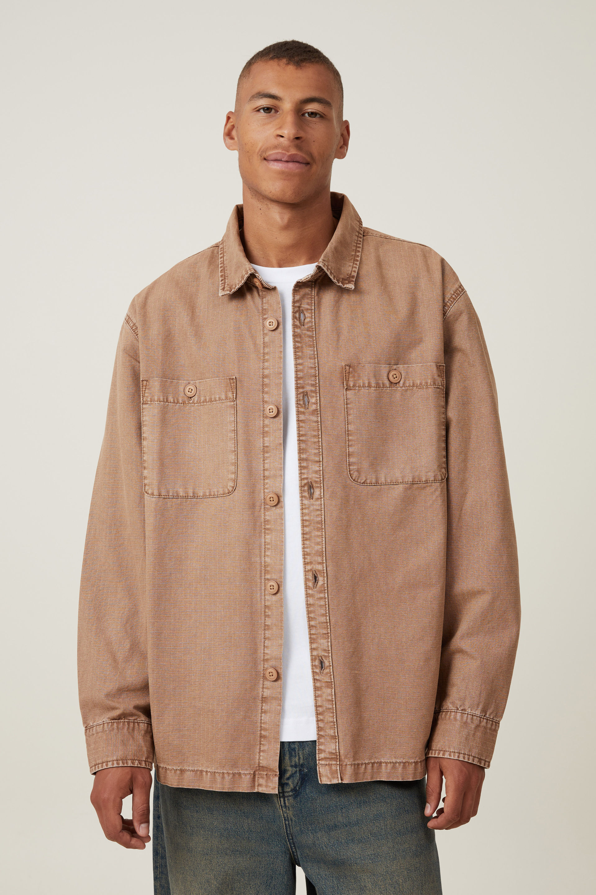 Cotton On Men – Heavy Overshirt – Sand ripstop Cotton On Men – Heavy Overshirt – Sand ripstop