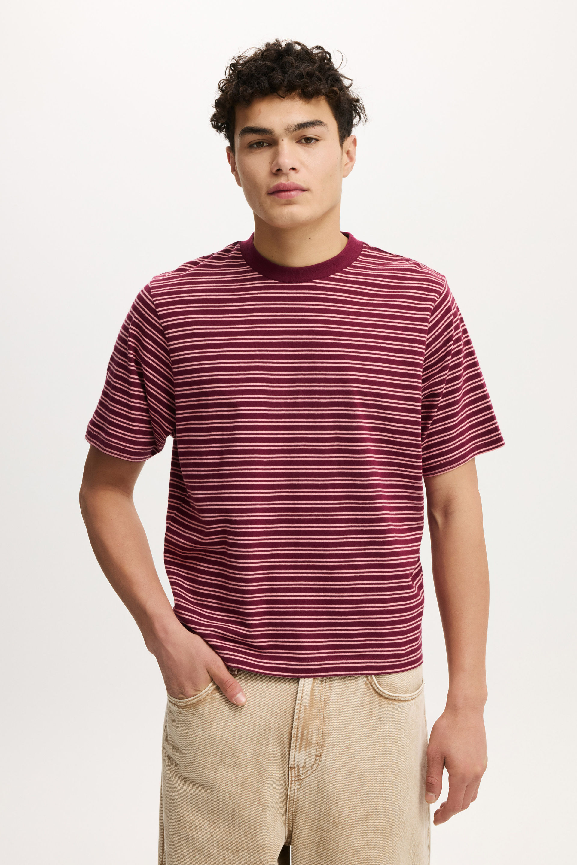 Cotton On Men – Cropped Fit Shirt – Velvet plum vintage rose stripe Cotton On Men – Cropped Fit Shirt – Velvet plum vintage rose stripe