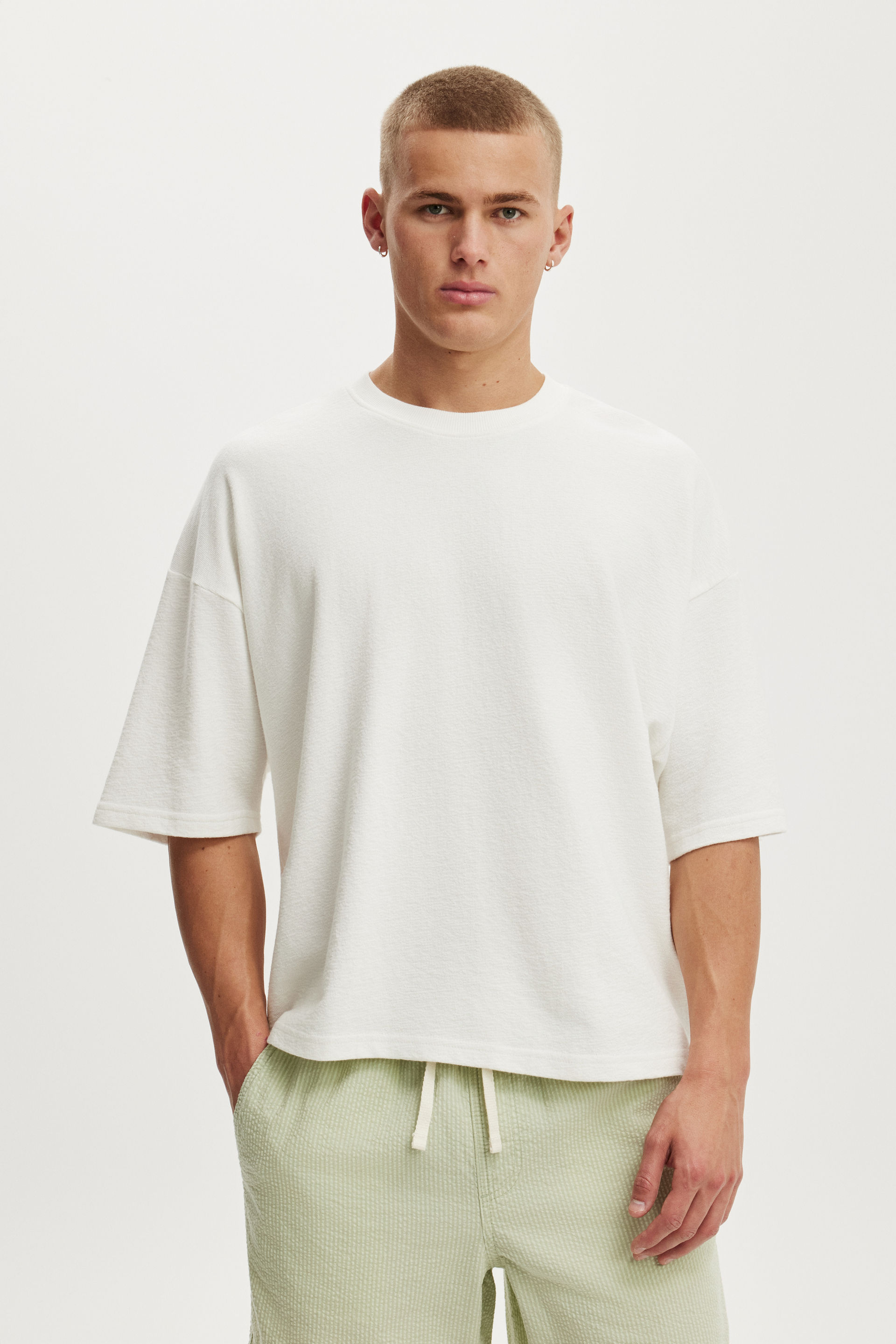 Cotton On Men – Cropped Fit Shirt – Vintage white terry Cotton On Men – Cropped Fit Shirt – Vintage white terry