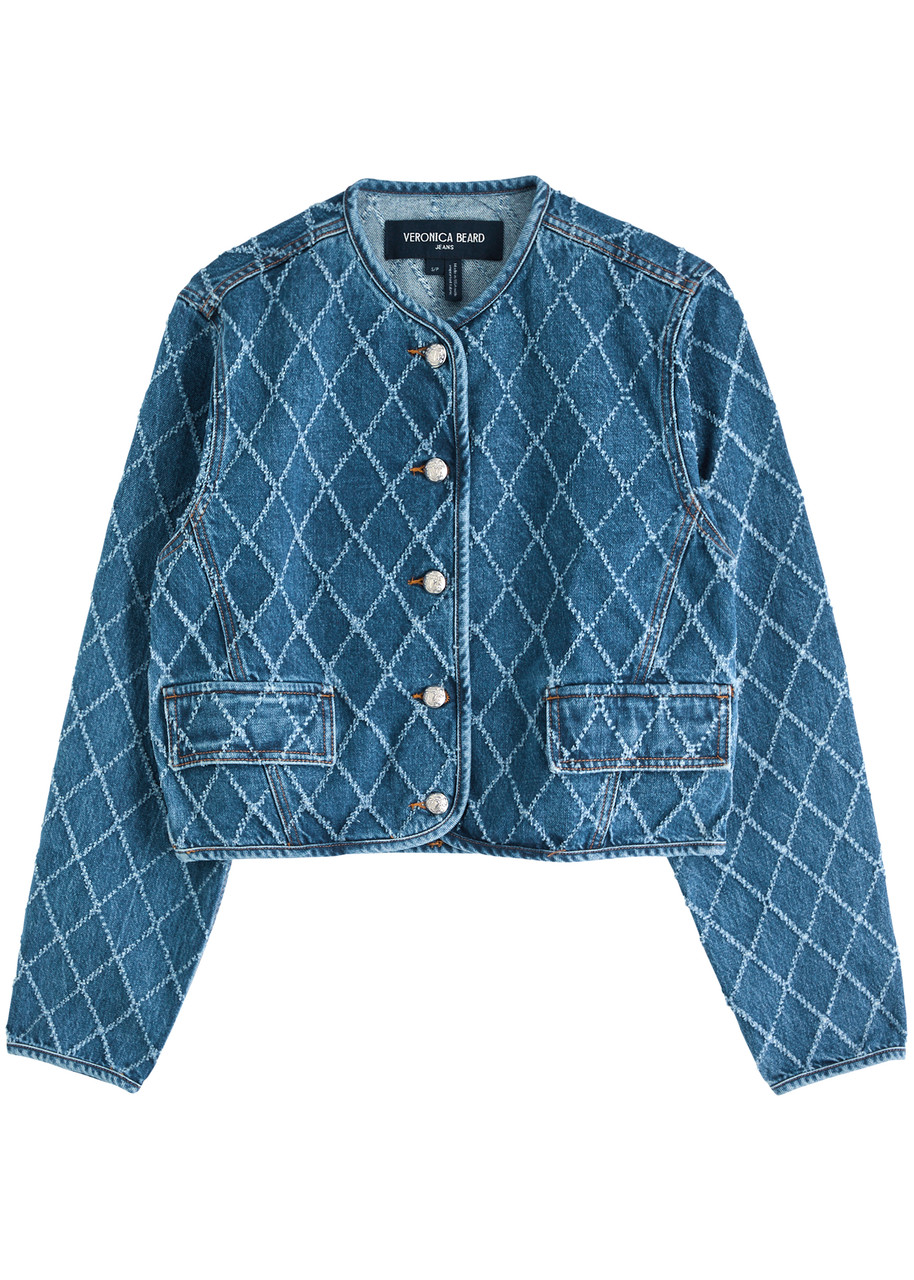 Veronica Beard Nolita Diamond Denim Jacket – Blue – L L
