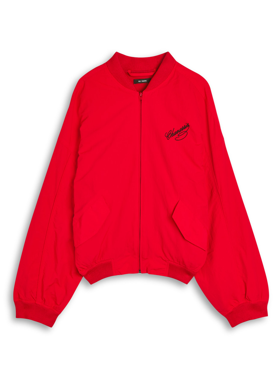 Willy Chavarria Logo-embroidered Shell Bomber Jacket – Red Willy Chavarria Logo-embroidered Shell Bomber Jacket – Red