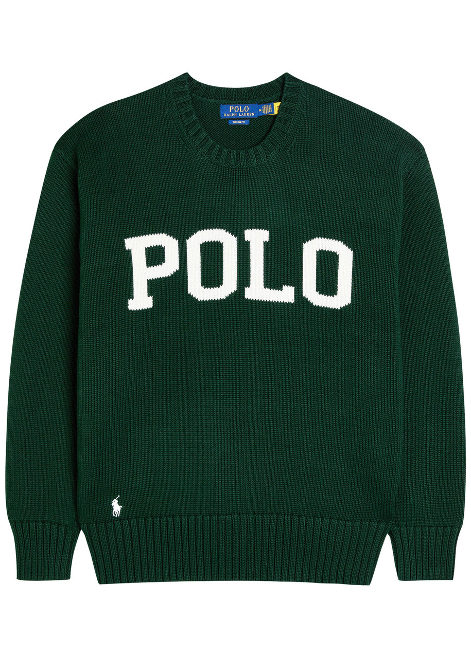Polo Ralph Lauren Logo-intarsia Cotton Jumper – Dark Green Polo Ralph Lauren Logo-intarsia Cotton Jumper – Dark Green