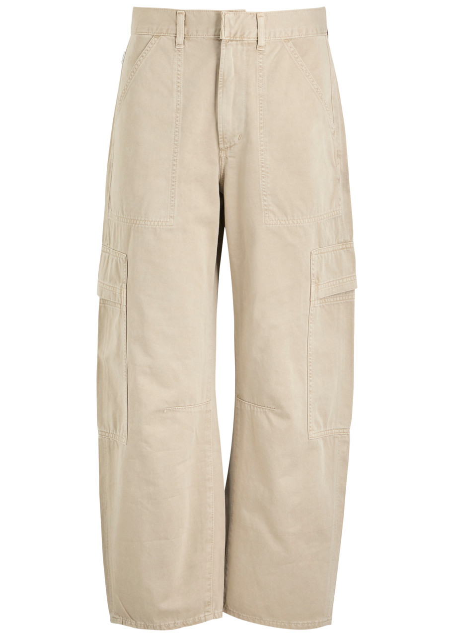 Citizens OF Humanity Marcelle Low Slung Cotton Cargo Trousers – Khaki – W – S Citizens OF Humanity Marcelle Low Slung Cotton Cargo Trousers – Khaki – W – S
