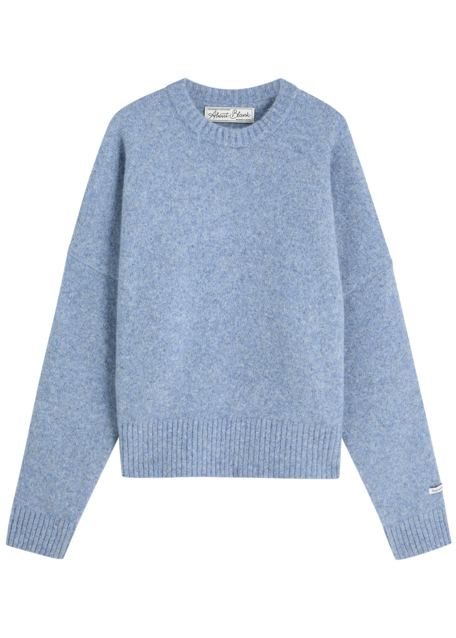 About Blank Logo-intarsia Wool-blend Jumper – Blue About Blank Logo-intarsia Wool-blend Jumper – Blue