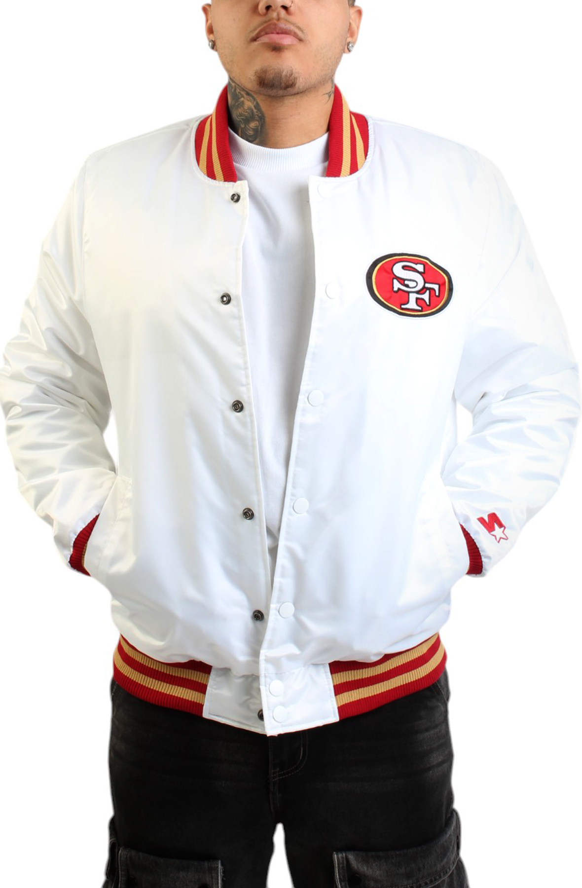 Men NFL San Francisco ers Varsity Jacket WhiteRedGold Jackets WhiteRedGold Men NFL San Francisco ers Varsity Jacket WhiteRedGold Jackets WhiteRedGold