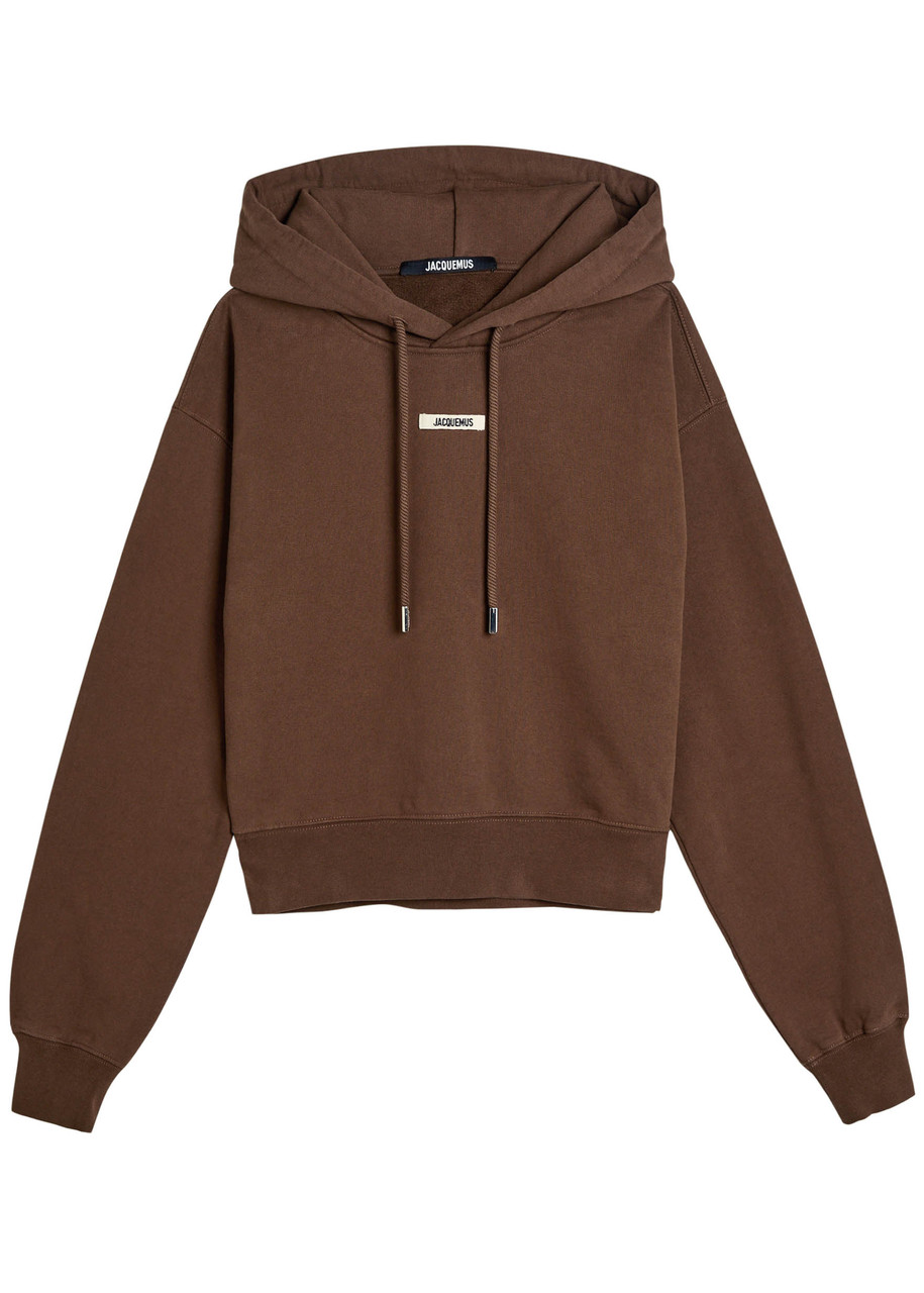 Jacquemus Le Hoodie Gros Grain Hooded Cotton Sweatshirt – Brown Dark Jacquemus Le Hoodie Gros Grain Hooded Cotton Sweatshirt – Brown Dark